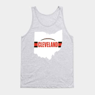 Cleveland Football Ohio Outline White T-Shirt Tank Top